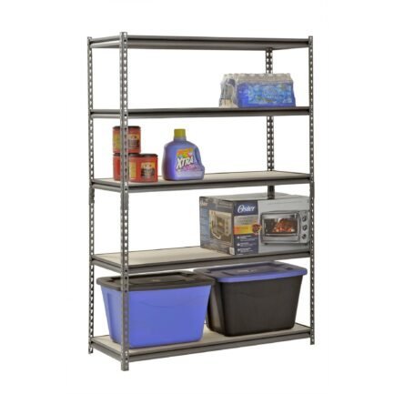 muscle rack 48″w x 18″d x 72″h 5 shelf steel freestanding shelves, silver muscle rack 48″w x 18″d x 72″h 5 shelf steel freestanding shelves, silver