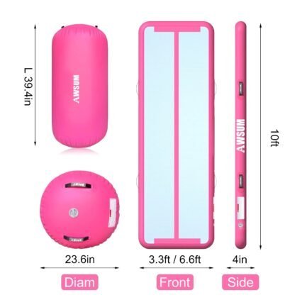awsum inflatable air gymnastics mat 10 ft 13 ft 16 ft training mat 4 inches thick tumble track air roller with electric pump for home/gym awsum inflatable air gymnastics mat 10 ft 13 ft 16 ft training mat 4 inches thick tumble track air roller with electric pump for home/gym