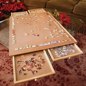 bits and pieces jumbo 1500 piece puzzle plateau w/ storage drawers, 26×35″