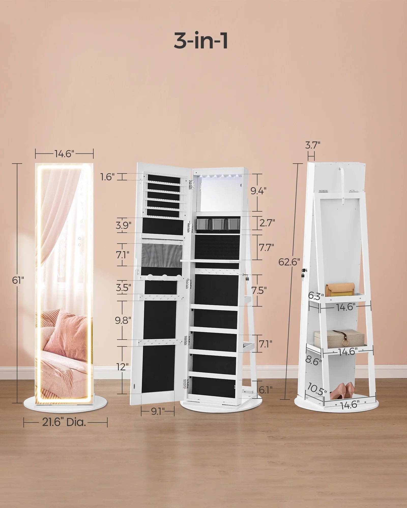 songmics led mirror jewelry cabinet standing jewelry armoire organizer box with full length mirror and adjustable led lights white songmics led mirror jewelry cabinet standing jewelry armoire organizer box with full length mirror and adjustable led lights white