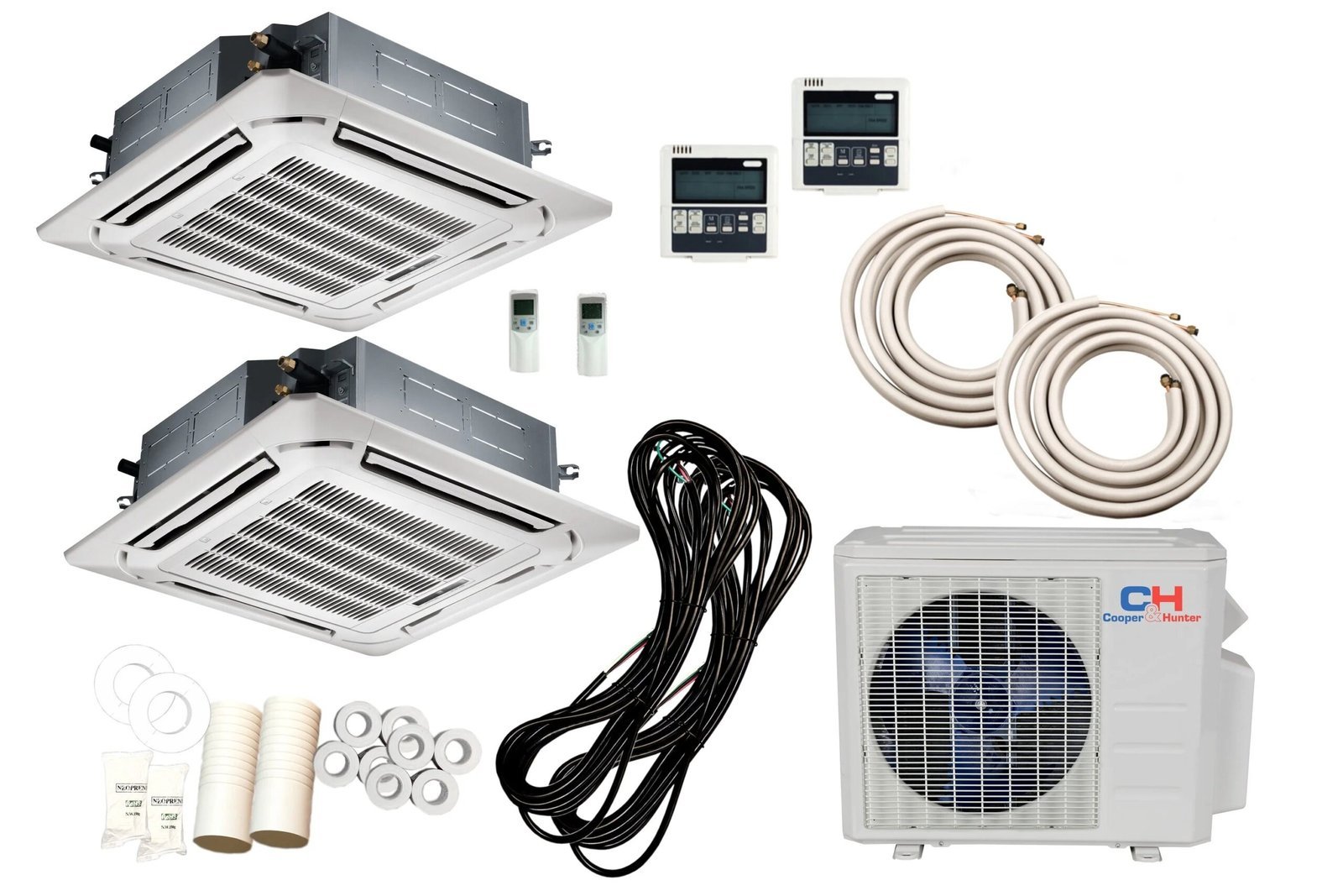 cooper & hunter 28000 btu dual zone mini split ductless 12k+12k ceiling cassette + 25 ft installation kit cooper & hunter 28000 btu dual zone mini split ductless 12k+12k ceiling cassette + 25 ft installation kit