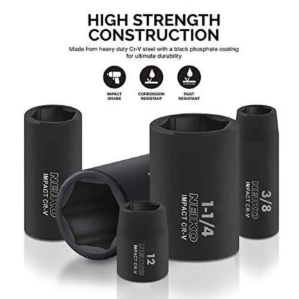 neiko 02448a 1/2″ drive master impact socket set, 65 piece, standard sae (3/8″ 1 1/4″) & metric (10 24 mm) sizes, deep & shallow kit, includes adapters & ratchet handle neiko 02448a 1/2″ drive master impact socket set, 65 piece, standard sae (3/8″ 1 1/4″) & metric (10 24 mm) sizes, deep & shallow kit, includes adapters & ratchet handle