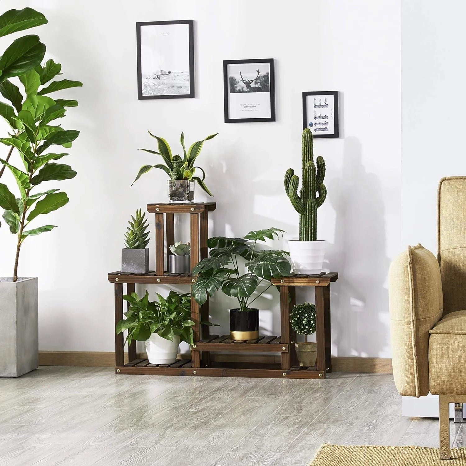 Store flower display stand wooden plant shelf racks indoor flower stands pots display rustic shelf holder outdoor assorted usage unit for patio garden yard corner balcony living room bedroom