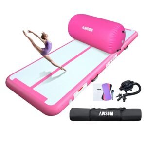 awsum inflatable air gymnastics mat 10 ft 13 ft 16 ft training mat 4 inches thick tumble track air roller with electric pump for home/gym