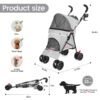 4 wheel foldable cat dog stroller with storage basket, handle 360° front wheel rear wheel with brake for small medium dogs & cats gray 4 wheel foldable cat dog stroller with storage basket, handle 360° front wheel rear wheel with brake for small medium dogs & cats gray