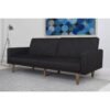 black mid century modern linen upholstered sofa bed with classic wood legs black mid century modern linen upholstered sofa bed with classic wood legs