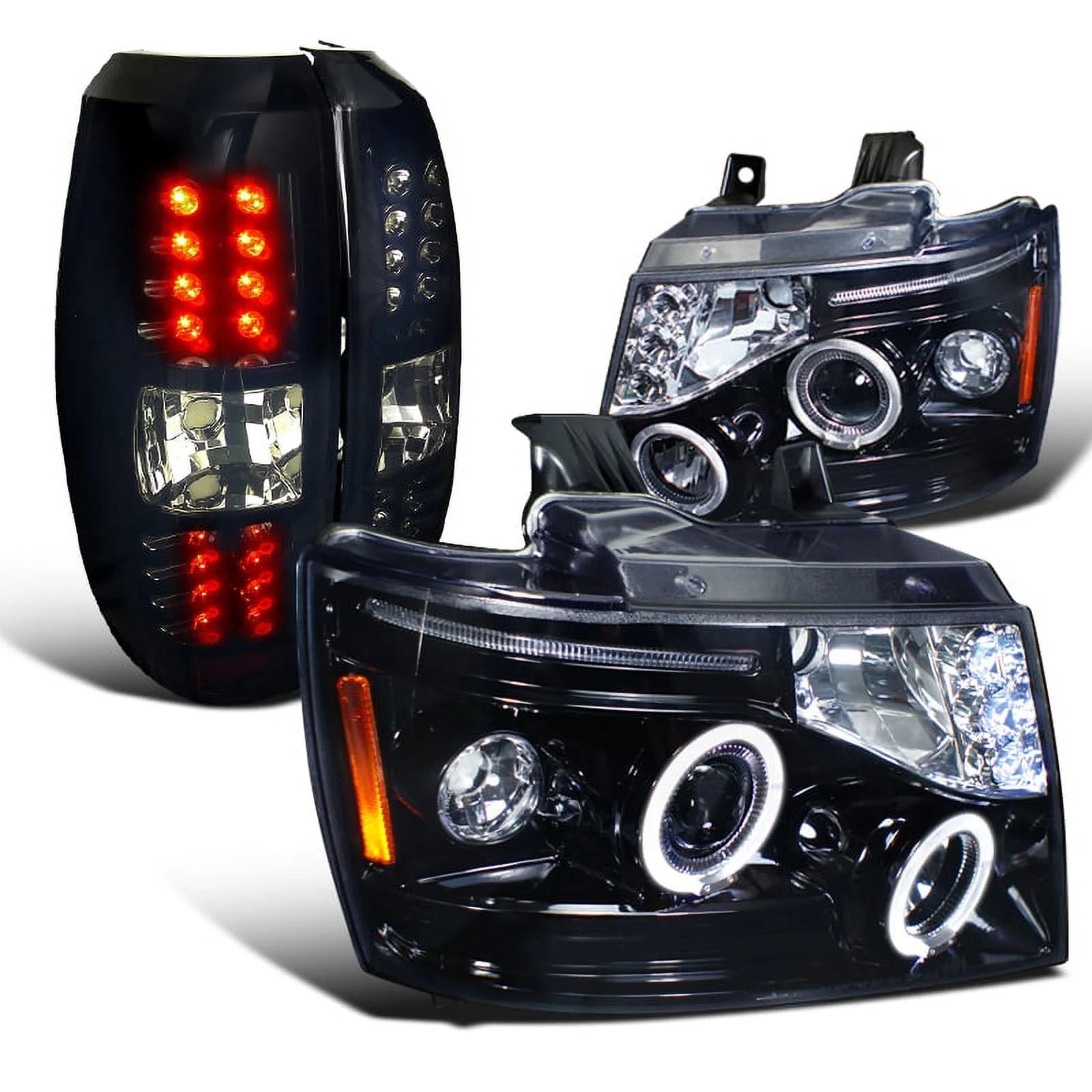 spec d tuning black led projector headlights + led driving bumper fog lamps compatible with chevy avalanche left + right pair headlamps assembly spec d tuning black led projector headlights + led driving bumper fog lamps compatible with chevy avalanche left + right pair headlamps assembly