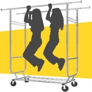 raybee clothes rack heavy duty holds 610lbs rolling clothing racks for hanging clothes portable clothes rack metal clothing rack with wheels collapsible & commercial garment rack heavy duty