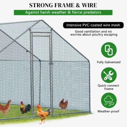 10 x 10 ft large metal chicken coop, walk in poultry cage chicken hen run house with waterproof cover, rabbits cats dogs farm pen for outdoor backyard farm garden 10 x 10 ft large metal chicken coop, walk in poultry cage chicken hen run house with waterproof cover, rabbits cats dogs farm pen for outdoor backyard farm garden