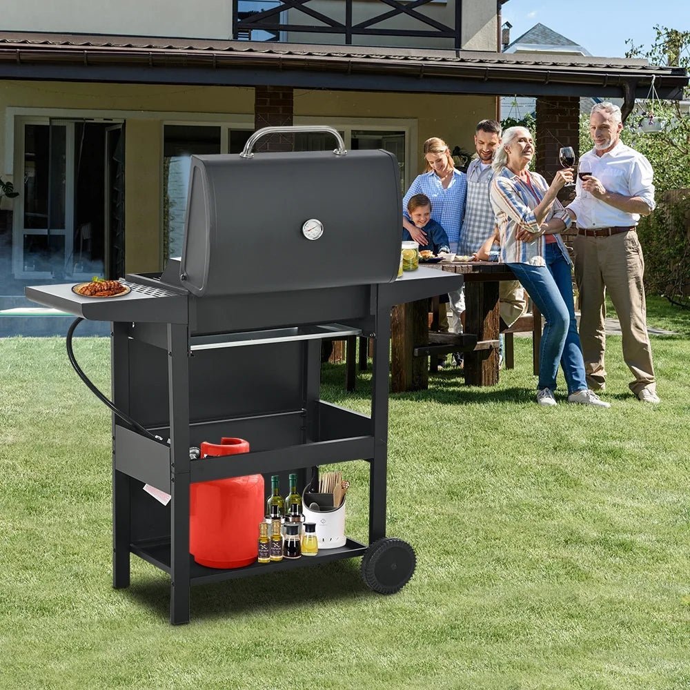 segmart 4 burner bbq propane gas grill, stainless steel 34,200 btu patio garden barbecue grill with two foldable shelves & thermometer, perfect for camping, outdoor cooking segmart 4 burner bbq propane gas grill, stainless steel 34,200 btu patio garden barbecue grill with two foldable shelves & thermometer, perfect for camping, outdoor cooking