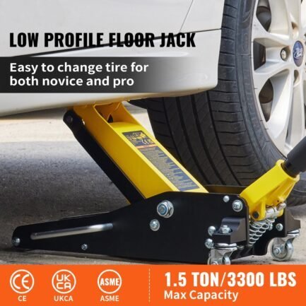 bentism low profile floor jack 1.5 ton (3300 lbs), aluminum and steel hydraulic racing floor jack, dual piston quick lift pump, 3 3/20″ – 14 10/27″ height lifting range, yellow+black bentism low profile floor jack 1.5 ton (3300 lbs), aluminum and steel hydraulic racing floor jack, dual piston quick lift pump, 3 3/20″ – 14 10/27″ height lifting range, yellow+black