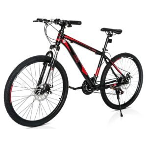 campingsurvivals 26″ lightweight explorer mountain bike, for men and women exercise fitness, 21 speed, red/black