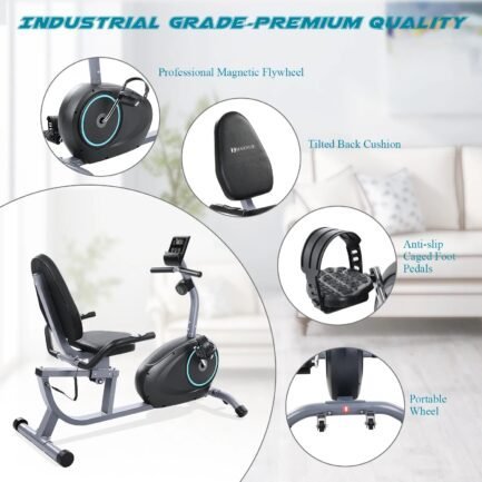 marnur recumbent exercise bike with 8 levels adjustable resistance, lcd monitor, pad holder, wheels marnur recumbent exercise bike with 8 levels adjustable resistance, lcd monitor, pad holder, wheels