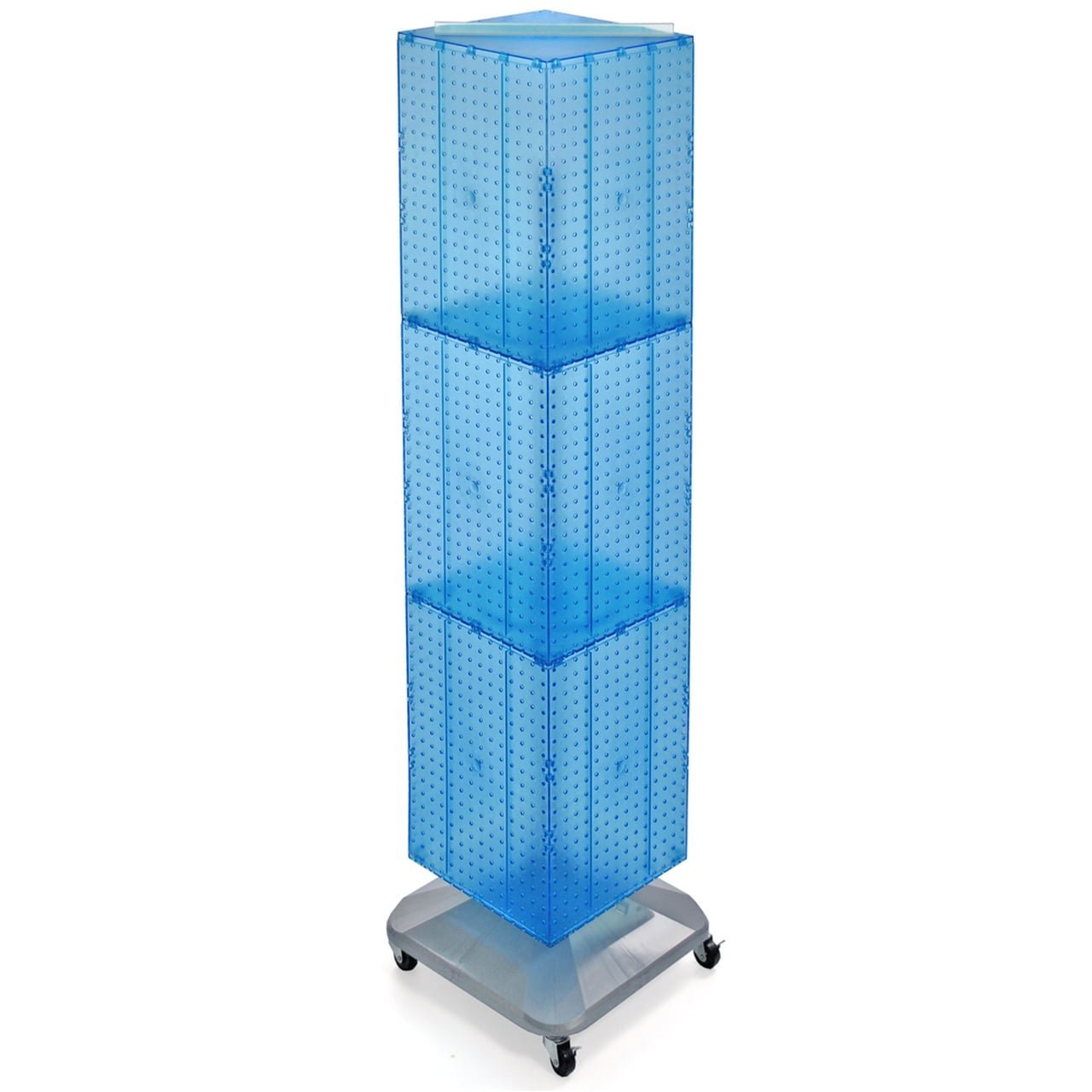 azar displays 701465 blu blue four sided pegboard tower floor display on revolving wheeled base. spinner rack stand. panel size: 14″w x 60″h azar displays 701465 blu blue four sided pegboard tower floor display on revolving wheeled base. spinner rack stand. panel size: 14″w x 60″h