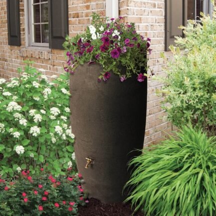algreen athena 80 gallon rain water collection drum barrel, brownstone (2 pack) algreen athena 80 gallon rain water collection drum barrel, brownstone (2 pack)