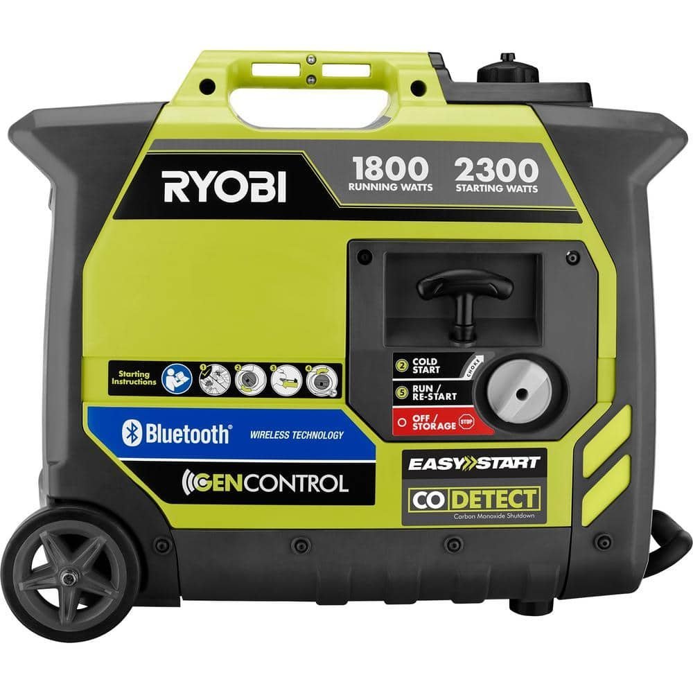 2,300 watt recoil start bluetooth super quiet gasoline powered digital inverter generator with co shutdown sensor ryi2322 2,300 watt recoil start bluetooth super quiet gasoline powered digital inverter generator with co shutdown sensor ryi2322