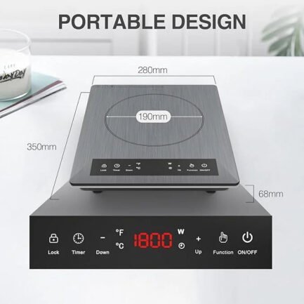 portable induction cooktop,hot plate electric countertop single burner 1800w, sensor touch stove with digital led display, timer and child safety lock portable induction cooktop,hot plate electric countertop single burner 1800w, sensor touch stove with digital led display, timer and child safety lock
