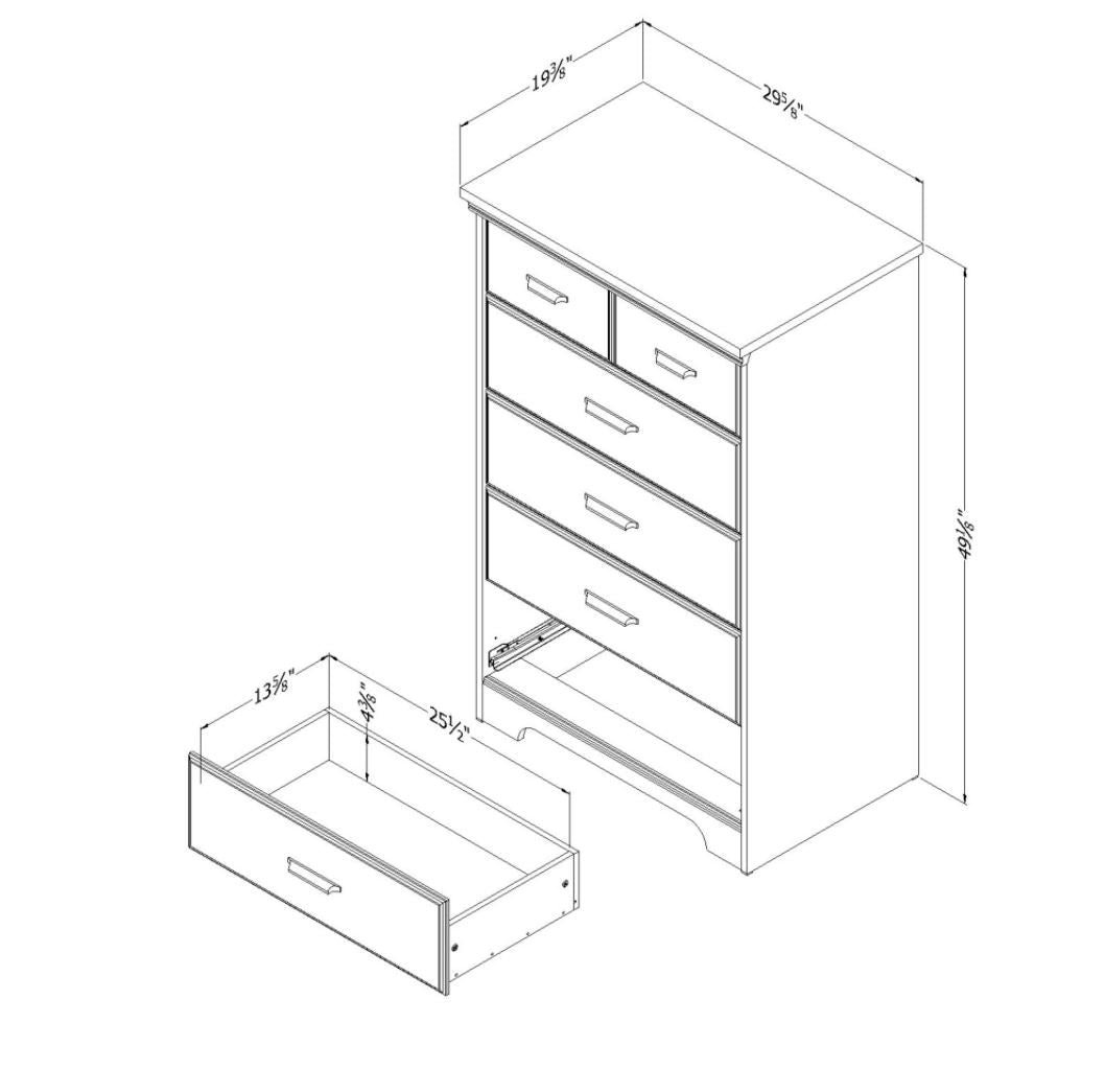 south shore versa 5 drawer chest, gray south shore versa 5 drawer chest, gray