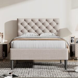button tufted platform bed – twin size – upgrade your bedroom