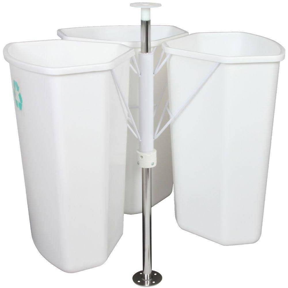 28.5 in. x 27.625 in. x 27.625 in. in cabinet corner trash can, white 28.5 in. x 27.625 in. x 27.625 in. in cabinet corner trash can, white