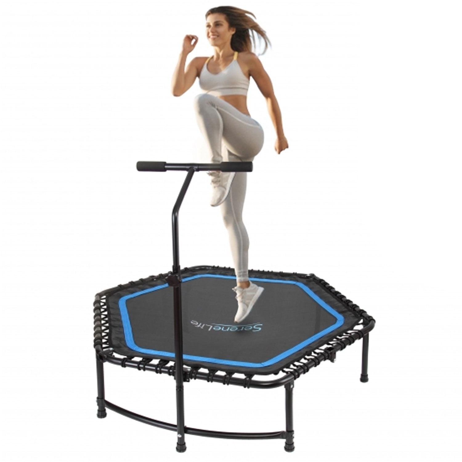 serenelife slelt518 pro aerobics fitness trampoline portable gym sports trampoline with adjustable handrail serenelife slelt518 pro aerobics fitness trampoline portable gym sports trampoline with adjustable handrail