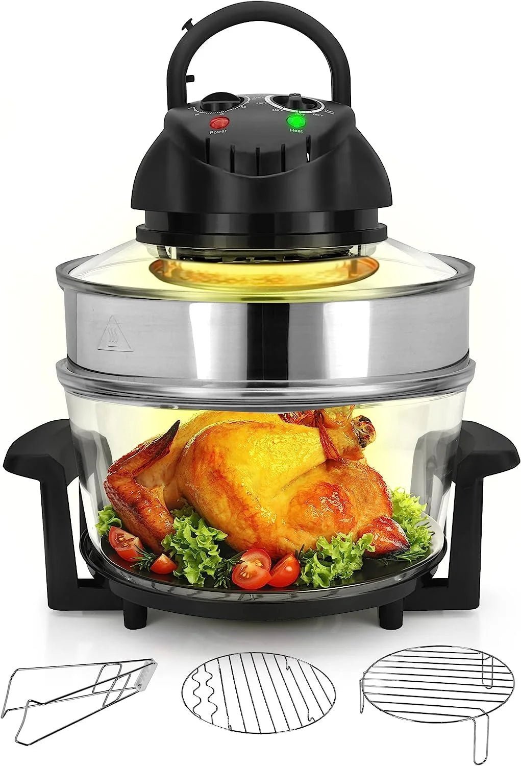 18 quart convection countertop air fryer – see through glass for best cooking results – air fryer, roaster, bake, grill, steam & roast – includes glass bowl, broil rack & toasting rack 18 quart convection countertop air fryer – see through glass for best cooking results – air fryer, roaster, bake, grill, steam & roast – includes glass bowl, broil rack & toasting rack