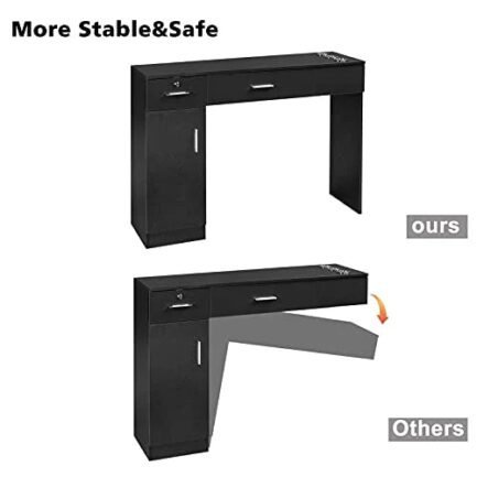 omysalon barber station wall mount salon hair styling beauty spa equipment w/ 2 drawers, 1 storage cabinet, 3 open shelves (black) omysalon barber station wall mount salon hair styling beauty spa equipment w/ 2 drawers, 1 storage cabinet, 3 open shelves (black)