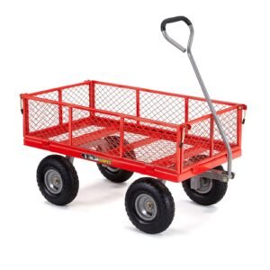Store gorilla cart 800 pound capacity heavy duty steel mesh utility wagon cart, red