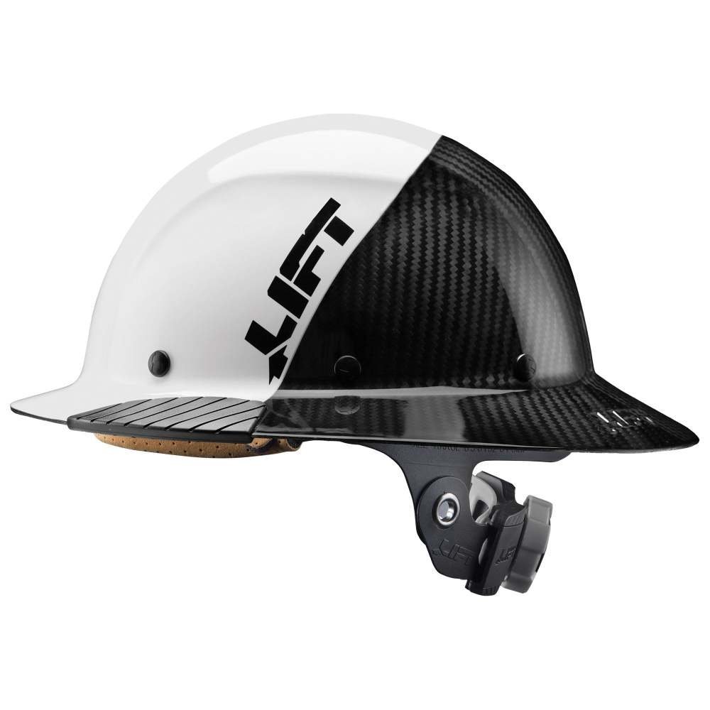 lift safety hard hat dax fifty50 white/black carbon full brim lift safety hard hat dax fifty50 white/black carbon full brim