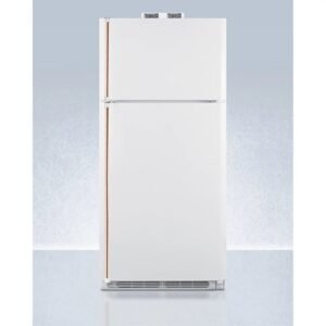 18 cu.ft. break room refrigerator freezer in white with nist calibrated alarm/thermometers and copper handles