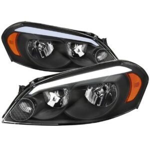 oe style headlight with led bar matte black housing clear lens for 2006 2013 chevrolet impala