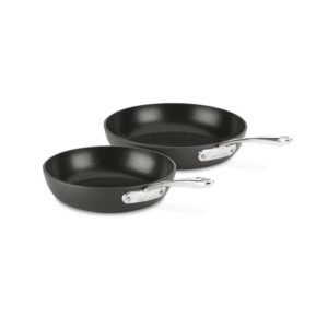 all clad h9112s64 essentials nonstick hard anodized 8.5 and 10.5 inch fry pans， 2 piece， grey