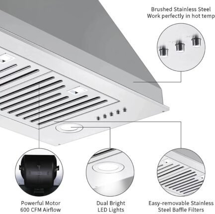 range hood 30 inch insert vent hood 600 cfm built in stainless steel range hood range hood 30 inch insert vent hood 600 cfm built in stainless steel range hood
