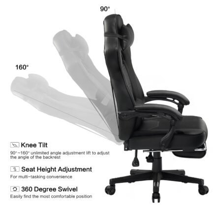 luckracer computer gaming chair with footrest, ergonomic big and tall gamer chair pu leather swivel lumbar support racing style e sports game chairs by gtracing (black) luckracer computer gaming chair with footrest, ergonomic big and tall gamer chair pu leather swivel lumbar support racing style e sports game chairs by gtracing (black)