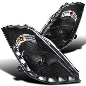 spec d tuning lhp 350z06jm rs nissan 350z black projector headlights w/ led drl strip bar