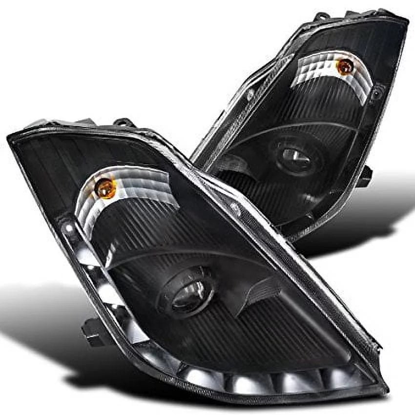 spec d tuning lhp 350z06jm rs nissan 350z black projector headlights w/ led drl strip bar spec d tuning lhp 350z06jm rs nissan 350z black projector headlights w/ led drl strip bar
