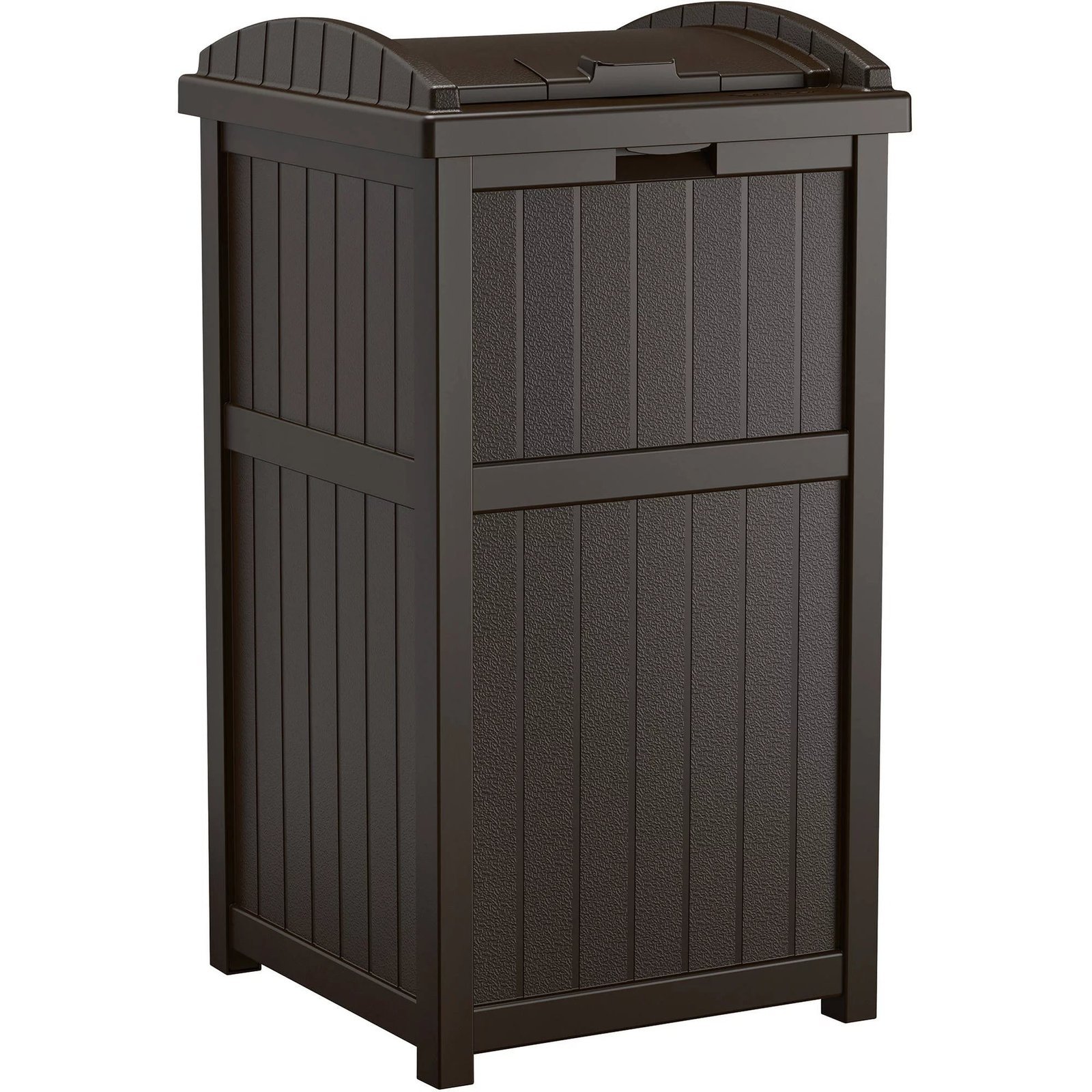 suncast gh1732j trashcan hideaway outdoor garbage waste bin, java, 33 gallon suncast gh1732j trashcan hideaway outdoor garbage waste bin, java, 33 gallon