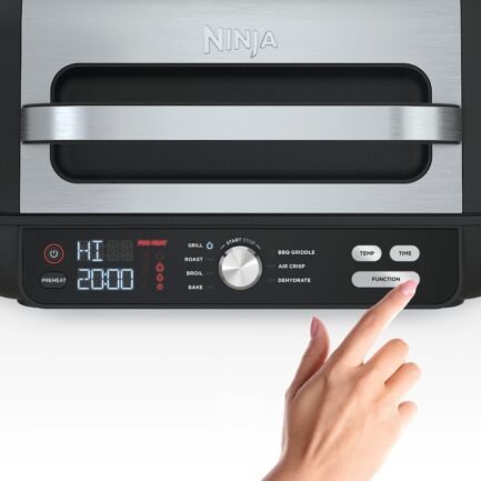 ninja – foodi xl pro indoor 7 in 1 grill & griddle with 4 quart air fryer, roast, bake, dehydrate, broil – silver/black ninja – foodi xl pro indoor 7 in 1 grill & griddle with 4 quart air fryer, roast, bake, dehydrate, broil – silver/black