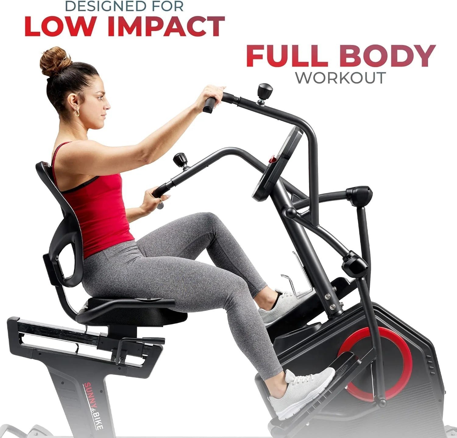 sunny health & fitness electromagnetic recumbent cross trainer exercise elliptical bike w/arm exercisers, easy access seat & exclusive sunnyfit® app enhanced bluetooth connectivity – sf rbe4886smart… sunny health & fitness electromagnetic recumbent cross trainer exercise elliptical bike w/arm exercisers, easy access seat & exclusive sunnyfit® app enhanced bluetooth connectivity – sf rbe4886smart…