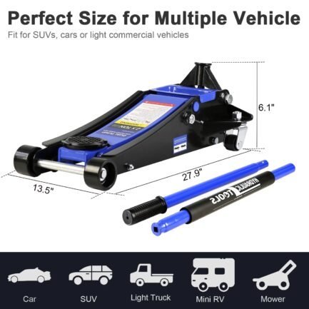 3 ton floor jack, hydraulic low profile car jack, heavy duty steel hydraulic jack floor jack with dual piston quick lift pump, lifting range 5.1″ 20″ 3 ton floor jack, hydraulic low profile car jack, heavy duty steel hydraulic jack floor jack with dual piston quick lift pump, lifting range 5.1″ 20″