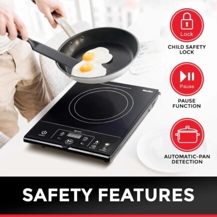 rapidtherm portable induction cooktop hot plate countertop burner 1800w, 8 temp levels, timer, auto shut off, touch panel, led display, auto pot detection, child safety lock, 4 preset programs rapidtherm portable induction cooktop hot plate countertop burner 1800w, 8 temp levels, timer, auto shut off, touch panel, led display, auto pot detection, child safety lock, 4 preset programs