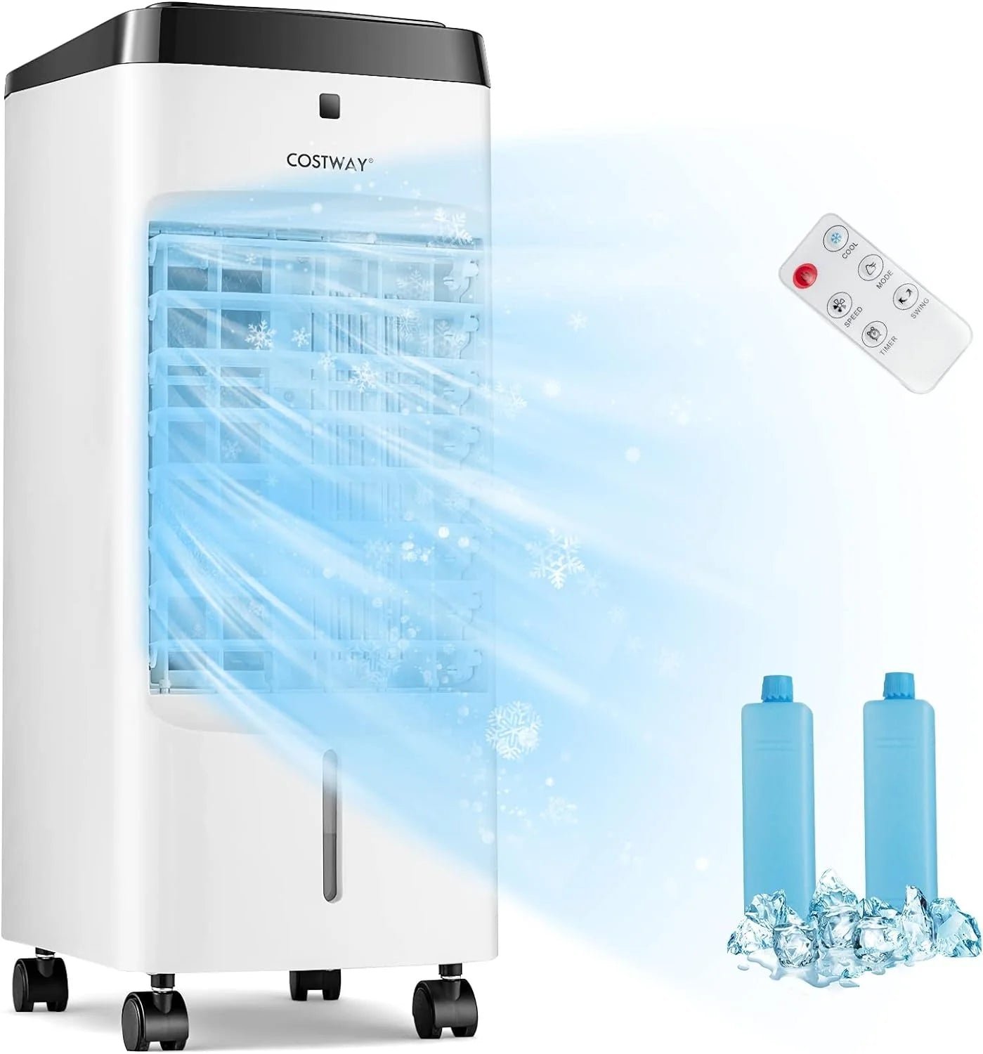 3 in 1 evaporative air cooler, quiet personal swamp cooler with remote control, 70° oscillation, 12h timer, 4 speeds, 2 ice boxes, portable air cooler fan for room bedroom home office 3 in 1 evaporative air cooler, quiet personal swamp cooler with remote control, 70° oscillation, 12h timer, 4 speeds, 2 ice boxes, portable air cooler fan for room bedroom home office