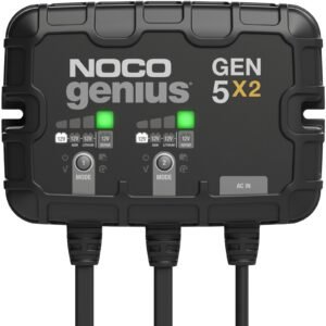 noco genius gen5x2 2 bank 10a (5a/bank) 12v onboard battery charger