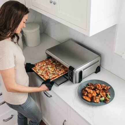 ninja foodi sp101/ft102co digital fry, convection oven, toaster, air fryer, flip away for storage, with xl capacity, and a stainless steel finish (renewed) ninja foodi sp101/ft102co digital fry, convection oven, toaster, air fryer, flip away for storage, with xl capacity, and a stainless steel finish (renewed)