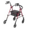 drive medical adjustable height aluminum frame rollator with 6 inch casters, red drive medical adjustable height aluminum frame rollator with 6 inch casters, red