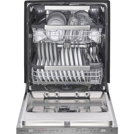 lg – signature top control built in dishwasher with stainless steel tub, truesteam, 3rd rack, 38dba – textured steel lg – signature top control built in dishwasher with stainless steel tub, truesteam, 3rd rack, 38dba – textured steel