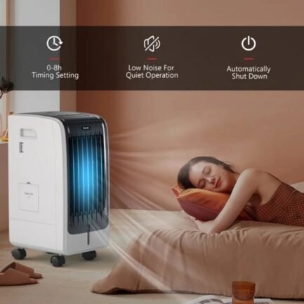 portable cooling evaporative fan with 3 speed and 8h timer function 110v (white) portable cooling evaporative fan with 3 speed and 8h timer function 110v (white)