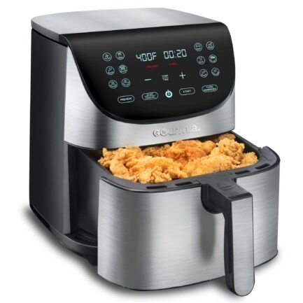 gourmia 7 qt digital air fryer with guided cooking, easy clean, stainless steel gourmia 7 qt digital air fryer with guided cooking, easy clean, stainless steel