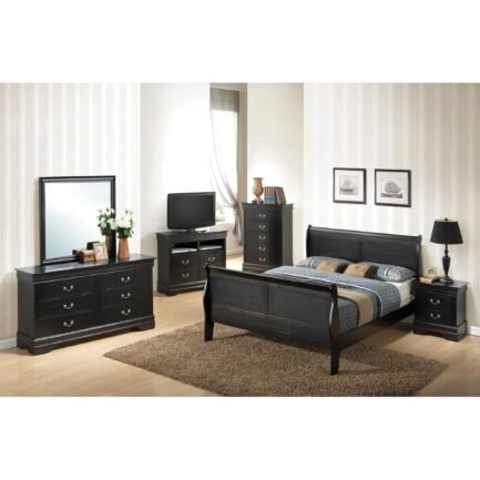 passion furniture louis philippe sleigh wood bed with high footboard, black – king size passion furniture louis philippe sleigh wood bed with high footboard, black – king size