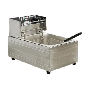 1600w electric deep fryer, stainless steel countertop fryer large capacity, thickening multi functional fryer commercial single chamber 2.5 gallon